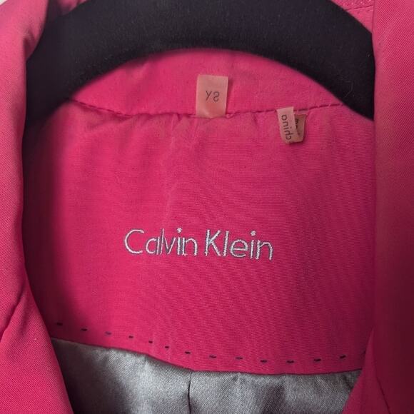 Calvin Klein Trench Coat Womens XS Hot Pink Preppy Coquette Epaulette Statement - Picture 5 of 8